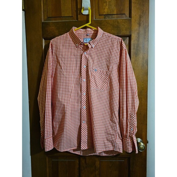 MOJO Sportwear Other - Mojo‎ Sportswear Button Up Shirt Gingham Plaid Long Slv Red White Mens L